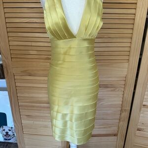 BCBGMaxAzria Yellow Backless Dress